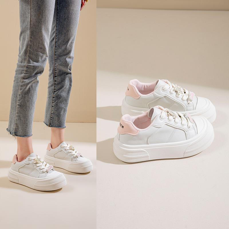 

Thick-soled fashion little white shoes women s 2025 spring new trend high-value board shoes Korean version round head versatile casual shoes 35 розовый