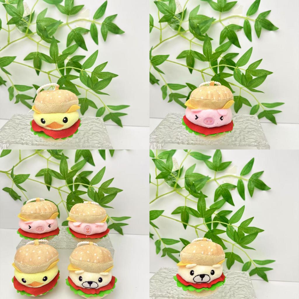 Plush Pig Keychain With Hamburger Design For Girls Gift And Bag Decoration