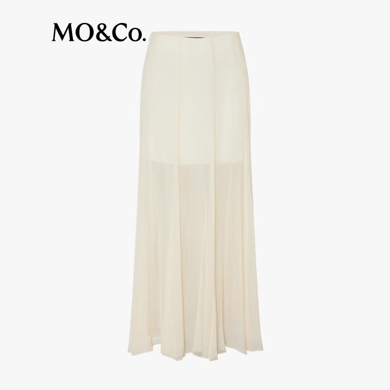 MO&Co. Mulberry Silk Blend Side-Slit Long Skirt