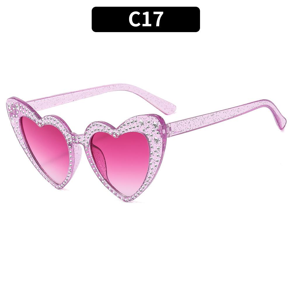 2024 Fashion Luxury Sunglasses Women Big Frame Love Bling Eyeglasses Crystal Diamond Heart Sunglasses UV400 Protection