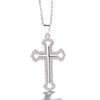 Rhodium Plated 925 Sterling Silver Soldered Bail Cross Pendant