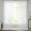 White Geometric Morocco Sheer Curtains Modern Voile Tulle Window Drapes for Living Room Bedroom Decor