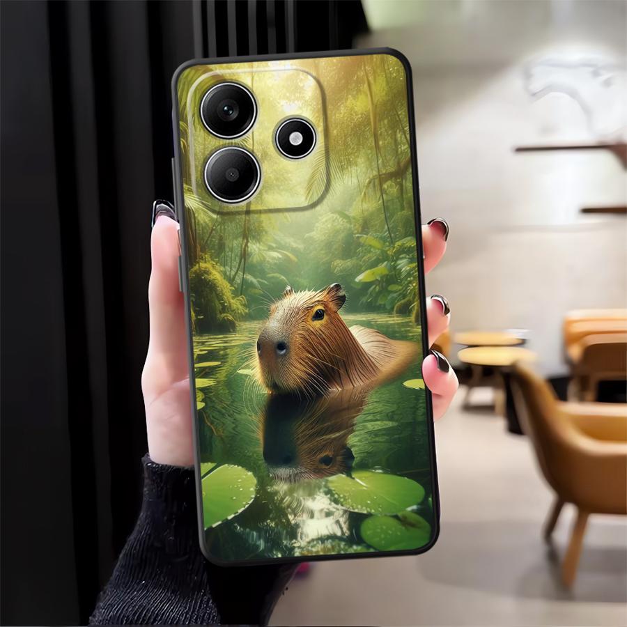 

Case for Xiaomi Redmi Note 10S 13 14 Pro Plus 11s 9S 9 10 11 12 Pro 12s 7 8 Black Soft Phone Cover Cute Capybara Redmi Note 13 Pro 4G