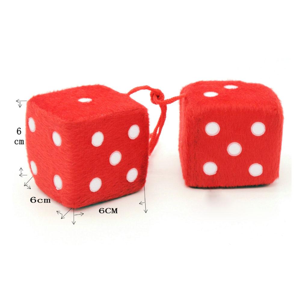 1 Pair Car Pendant Colorful Plush Dice Automobiles Rear View Mirror Charms Hanging Ornaments