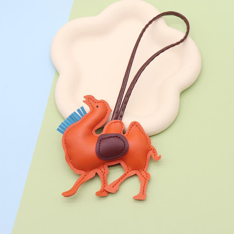 Women Leather Camel Bag Pendant Keychain Cartoon Animal Keyring Cute Ornament