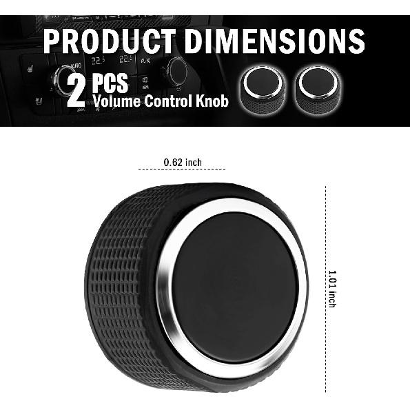 2PCS Car Radio Knobs Replacement OEM#22912547,Anti-Slip Volume Knob Compatible with Cadillac Escalade Buick Enclave Chevy GMC,Rear Audio Volume