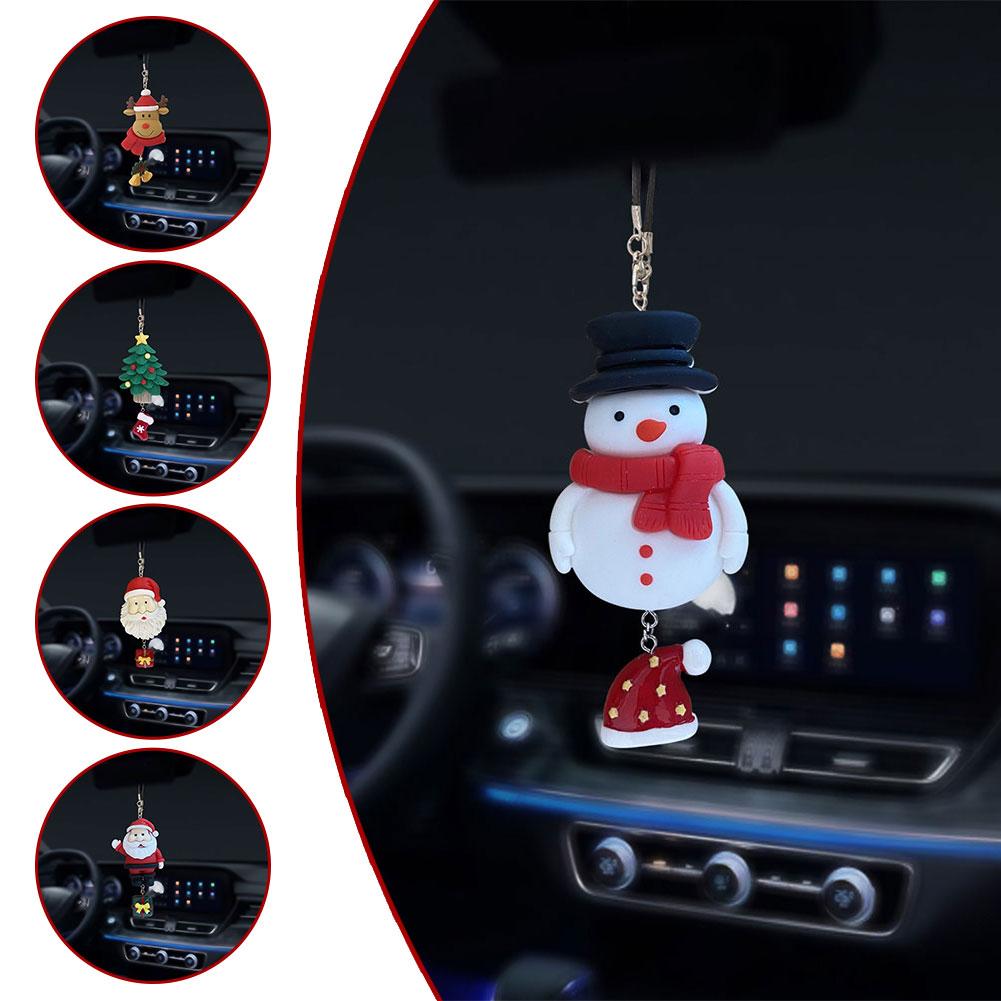 Wisiorek z ozdobami świątecznymi Renifer Bałwanek z kreskówek Lusterko wsteczne samochodu Wisiorek z dekoracją wnętrza samochodu Dekoracja samochodu