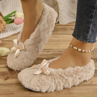 Gemütliche, atmungsaktive, warme Hausschuhe für den Innenbereich, flauschiges Kunstfell, weiche Sohle, Barfußgefühl, rutschfeste, mit Plüsch gefütterte Bodenschuhe