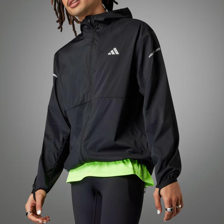 Adidas Ultimate Jacket Solid Color Reflective Logo Loose Long Sleeve Hooded Jacket Men Jacket Black HY1422