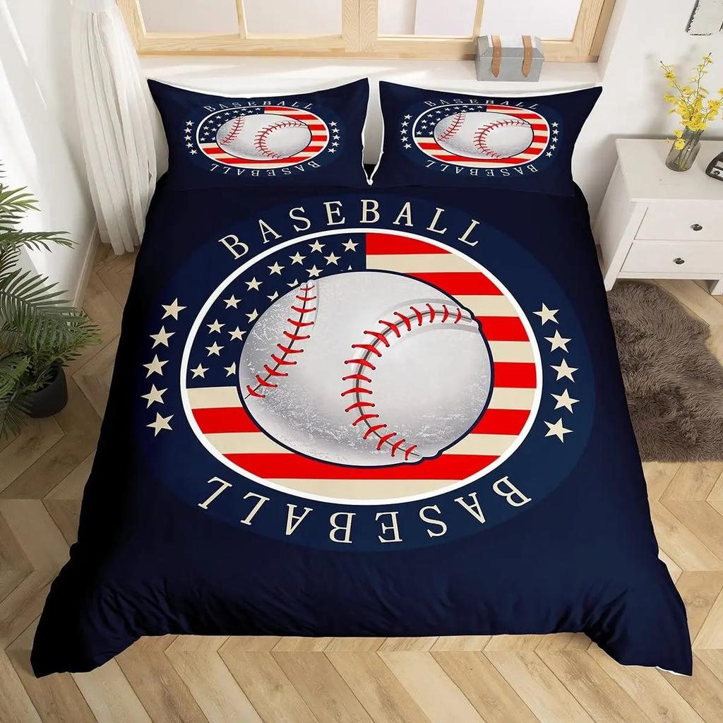 Aquarell Cartoon Basketball Druck Bettwäsche-Set, Bettbezug für Kinder Teenager Jungen, Sport Steppdeckenbezug mit 2 Kissenbezügen, Doppelbettgröße