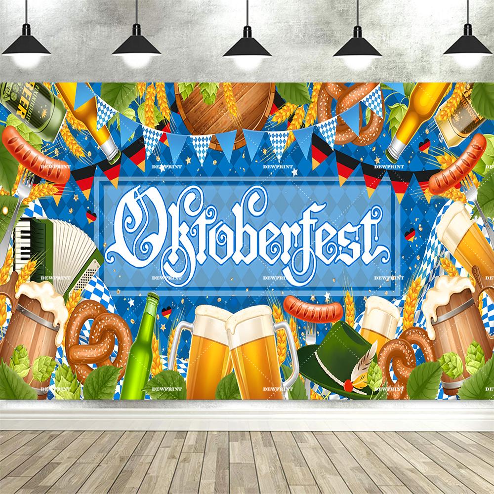 Beer Festival Garden Theme Party Banner Backdrop, Beer Festival Table, Outdoor Home Party Decoration Photography Backdrop Props3