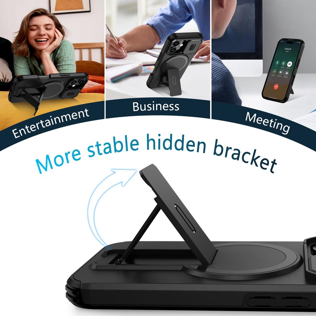 Stand Protective Back Cover Case for Iphone 17 Pro Max Air 16 16e Plus Pro Hard Cover for Iphone 17 for Iphone17