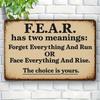 "F.E.A.R." Motivational Metal Tin Sign, Vintage Iron Wall Art for Indoor & Outdoor Decor