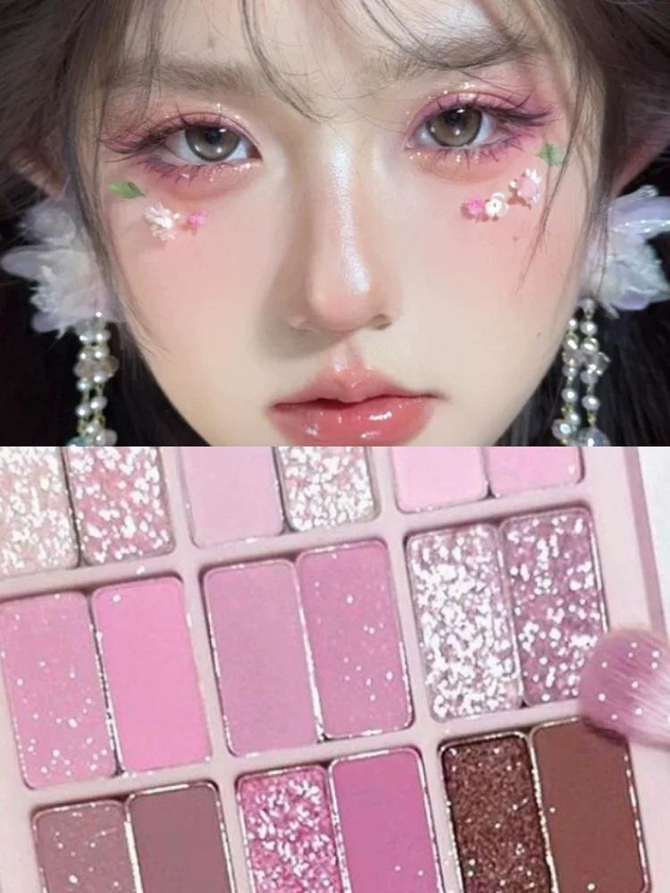Fresh Korean Makeup Blue Purple Cut-off Makeup 18 Color Eyeshadow Plate Matte Pearlescent Purple Makeup Plate for Students Beginners