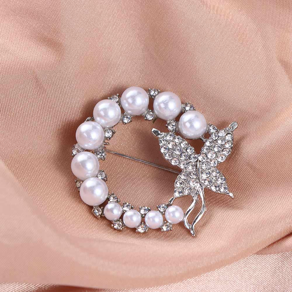 Baroque Wreath Butterfly Brooch Trend Rhinestone Circle Brooches Circle Butterfly Brooch  Jewelry