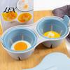 Nutritious Breakfast Maker Dual Cavity Microwave Egg Poacher with Lid, Heat Resistant Plastic Steam Mold Double Hole Steamer, Compact Cooker
