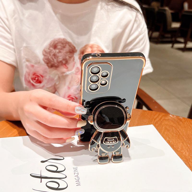 Electroplated Heart Samsung S26U Case with Anti-Drop Astronaut Bracket - Full Coverage, Soft, 15Pro Model.