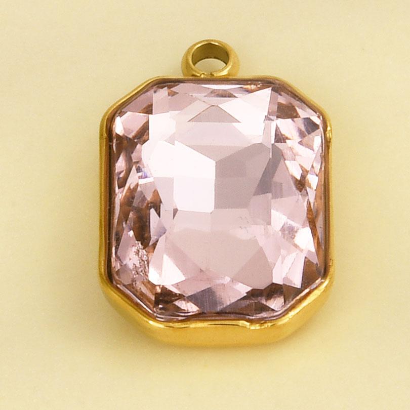 Rectangle Geometric Stainless Steel Pendants For Jewelry Making Supplies One Side Rhinestone Charm DIY Necklace Earrings Pendant