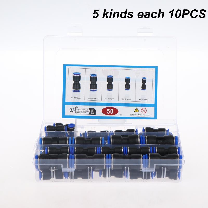 Reliable 40/50Pcs Air Pneumatic Connectors Set Precise 4/6/8/10/12 Sizes for Accurate Industrial Use