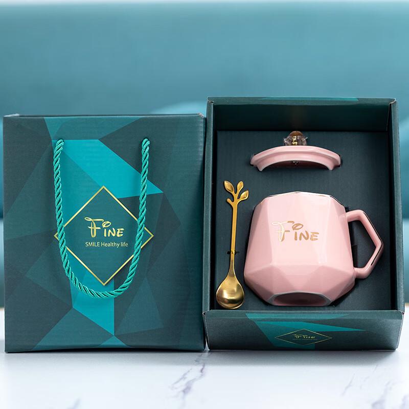 Huazao Baijia A1 Nordic Ceramic Mug with Lid and Spoon Gift Set Gift Set with Diamond Lid & Spoon