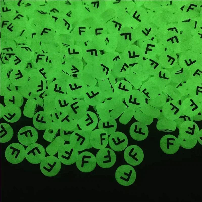 100-500PCS Acrylic Luminous A-Z 26Letter Beads Loose Spacer Alphabet Beads For Jewelry Making DIY Charms Bracelet Necklace