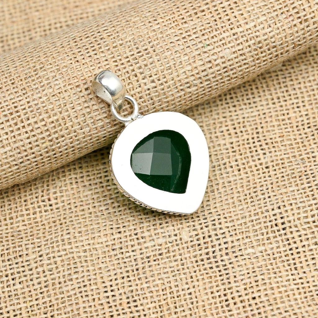 Green Onyx Gemstone Handmade 925 Solid Sterling Silver Jewelry Pendant For Women