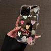 Graffiti Love Simple Smiling Face Mirror Phone Case For iPhone 16 15 14 Pro Max 11 12 13 Pro 7 8 Plus XR X XS Max Creative Cover