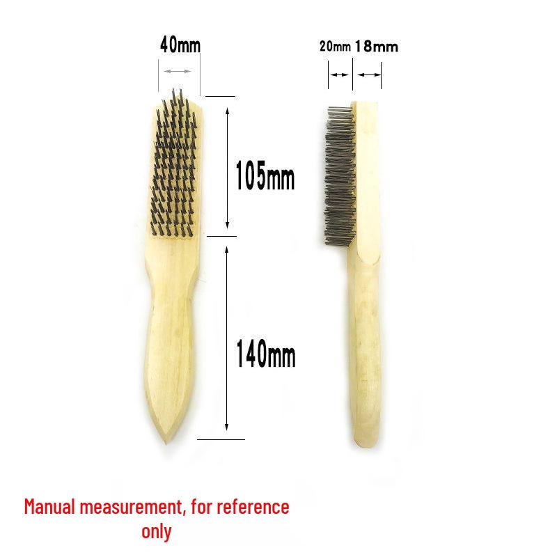 Steel Wire Brush with Black Bristle and Wooden Handle for Metal Surface Cleaning and Fish Scale Descaling