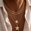 New Fashion Punk Unique Metal Texture Star Pendant Necklace for Men Trendy Creative Inlay Rhinestone Choker Chain Jewelry Gifts