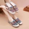 Women Ethnic Print Vintage Slip On Half Slippers Casual Beijing Cloth Daily Mother Shoes