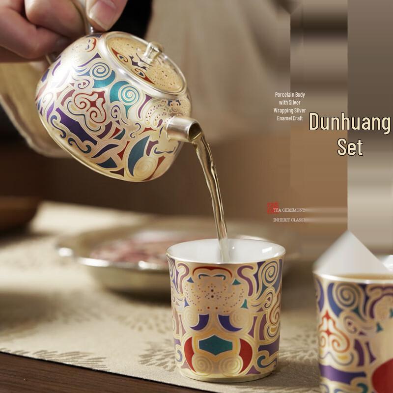 CH Chen Desheng Series Dunhuang Gilt Silver Portable Gongfu Tea Set