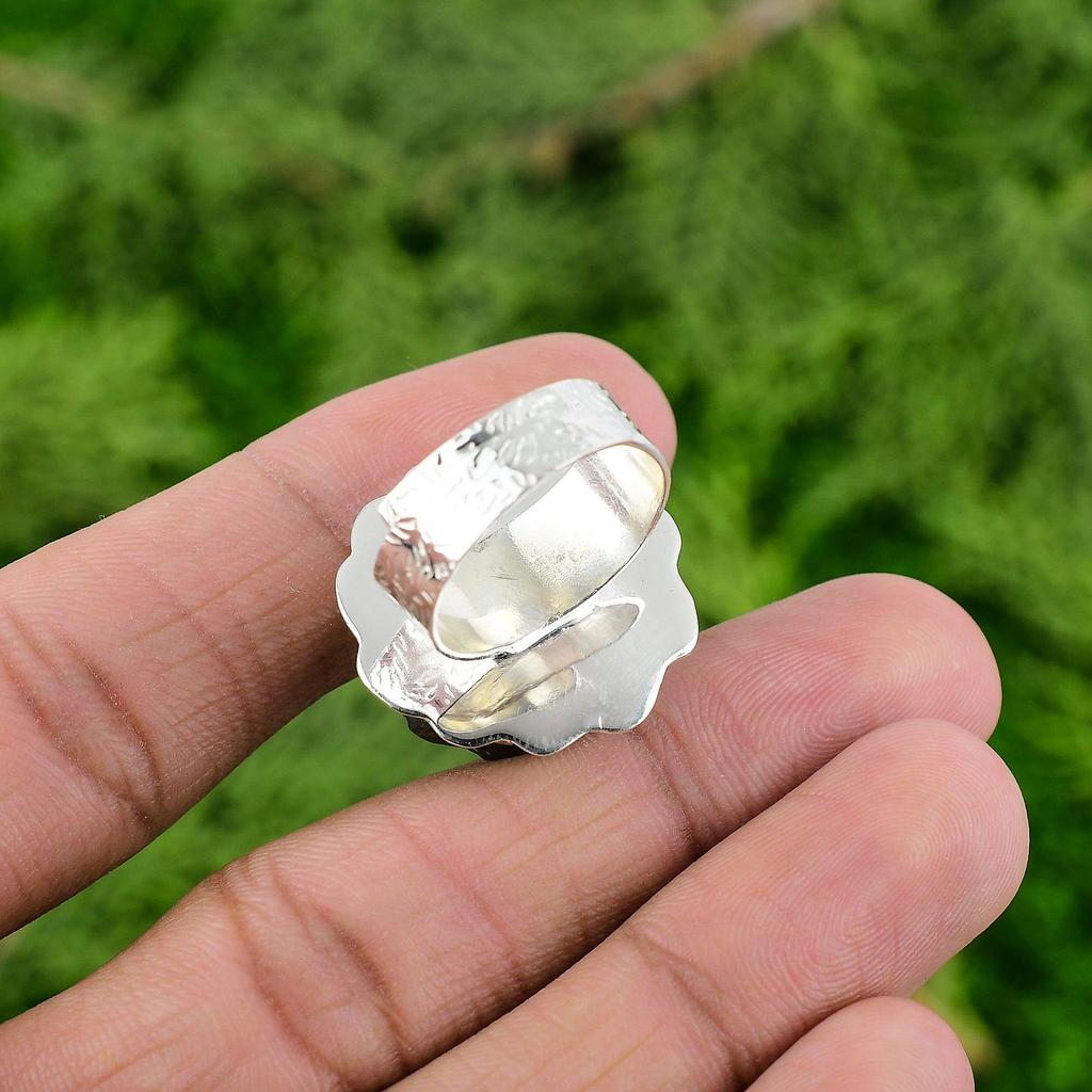 Mothers day Sale 925 Sterling Silver Natural Labradorite Rough Multi Stone Ring