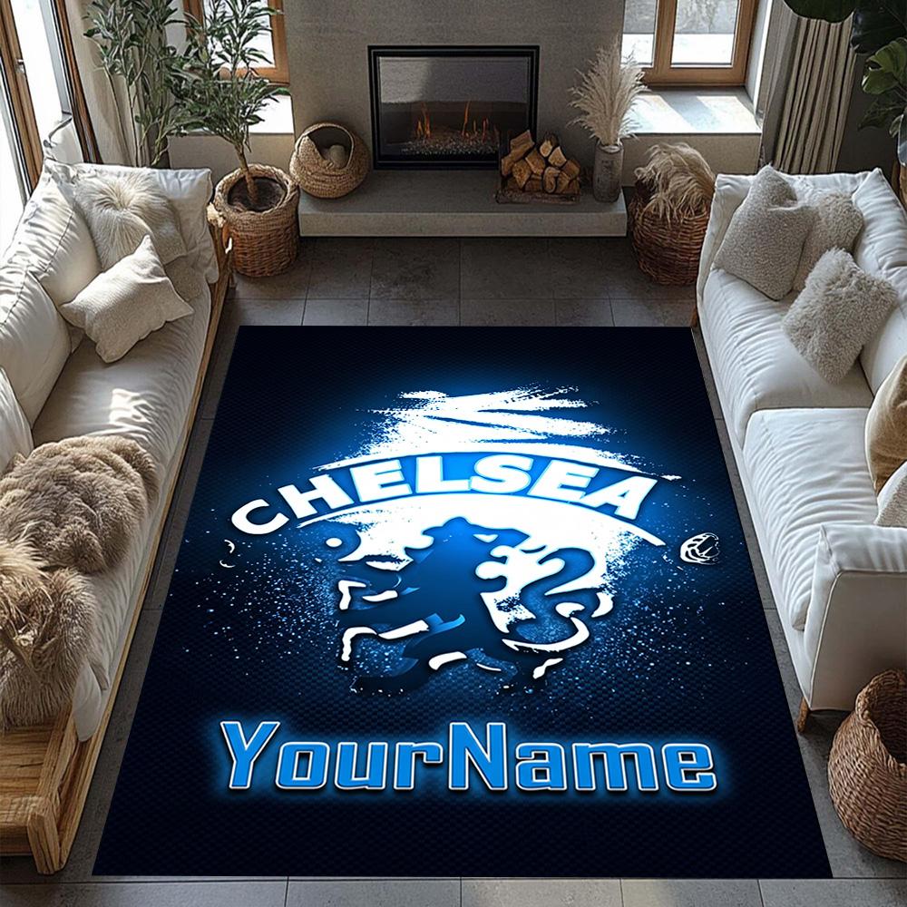 Chelsea Personalized Text Floor Rug Office Rug Perfect for Game Room Kitchen Entryway Bedrooms Anti-slip Rug Decorate Offices