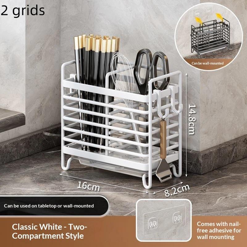 Wall-Mounted No-Drill Cutlery Rack Stainless Steel Space-Saving Anti-Scratch Utensil Organizer for Home Kitchen Storage