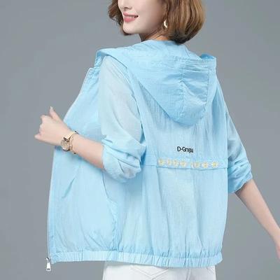Women's Jacket Summer Sun Protection Thin Coat Zipper Hooded Loose Windbreaker Jackets Famale Basic Coats Outwear