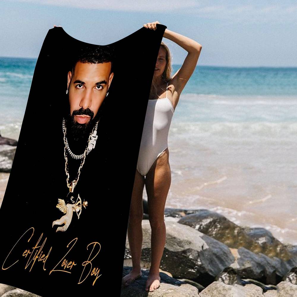 Coperta in Microfibra Bianca Nera Drake Asciugatura Rapida Asciugamani da Spiaggia Stampa Oversize Super Assorbente Coperta Asciugamano da Piscina