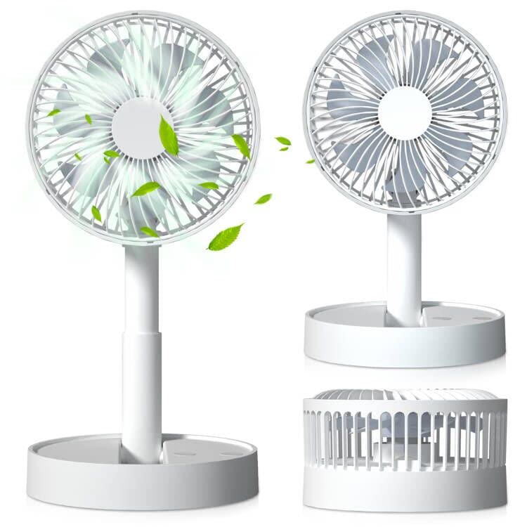 

Gegizun Compact Foldable Desk Fan with Adjustable Height for USB 4000mAh 4 High Airflow 4 Timer Mini Ideal for and Bathroom Heatstroke White [New