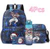 4 Pezzi/set Zaino Stampato Anime Demon Slayer Grande Capacità Borsa per Libri Borsa a Spalla Custodia per Borsa con Borraccia da 750ml Ragazzo Ragazza Zaino Impermeabile