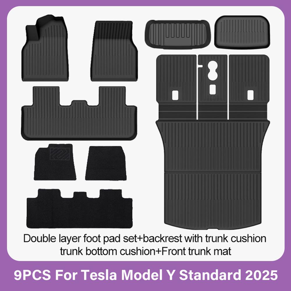 TPE Floor Mats For Tesla New Model Y Standard 2025 2026 Waterproof Luggage All Weather Full Set Mat Foot Pads Model Y Trunk Mats