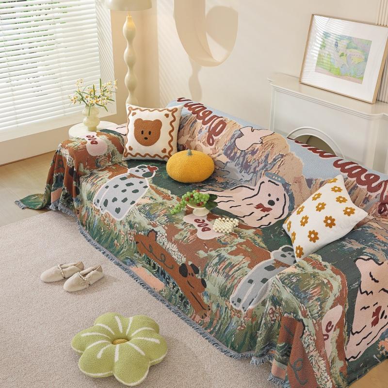 

Pet Friendly Sofa Cover 3-Seater - Dog Pattern Cat Proof Reversible Stretchable Couch Slipcover (Non-Slip & Washable) 180x130cm