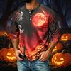 Men's Casual Raglan Three-Quarter Sleeve Shirt Halloween Print