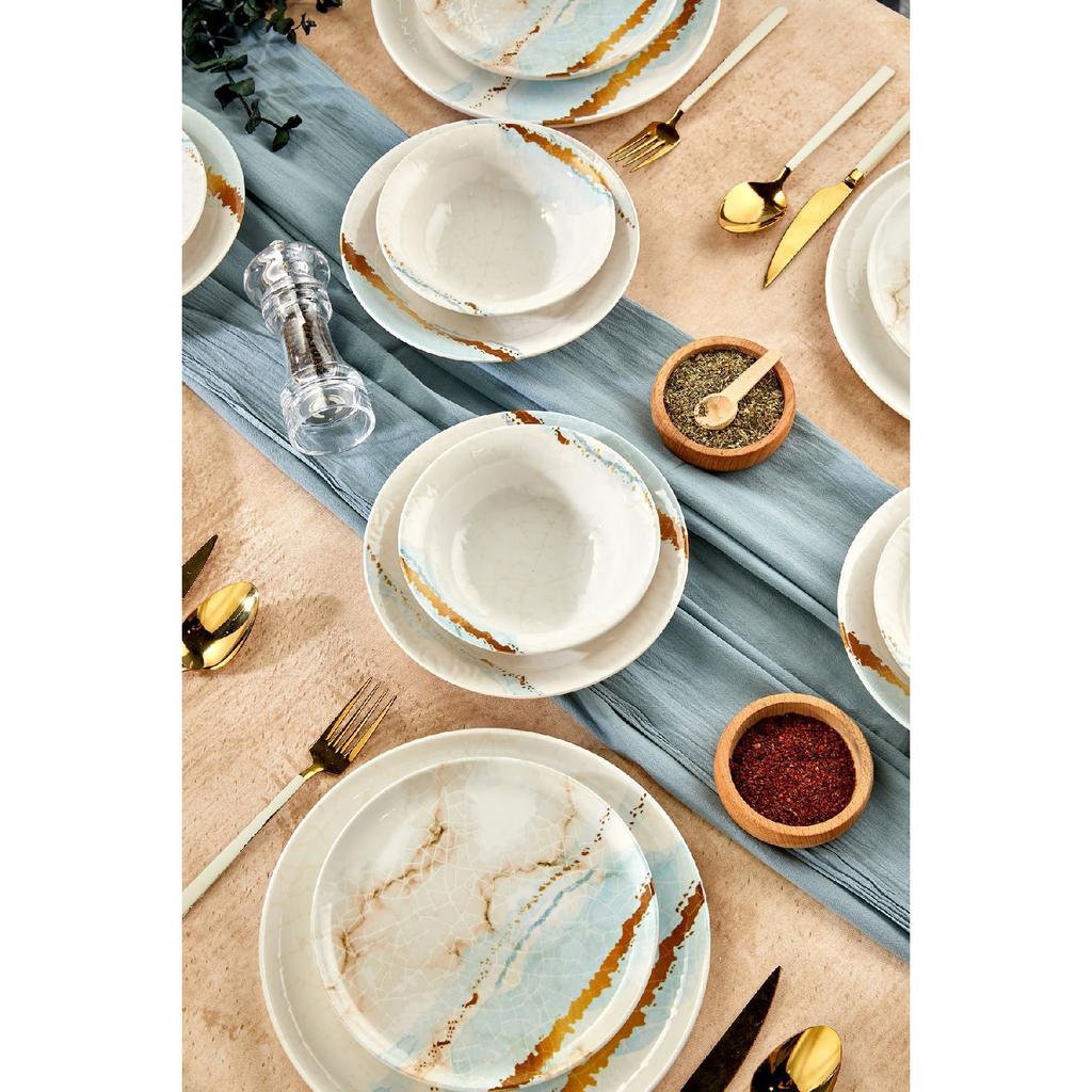 Gold Lux ceramic Wishing Tree 24 Piece Dinner Set For 6 Persons