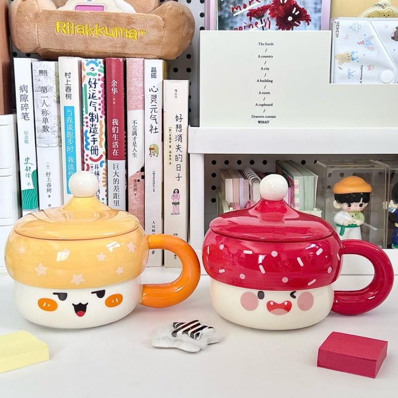 High Value Hat Mug Ins Cute Ceramic Water Cup with Lid Girl Couple Coffee Birthday Present