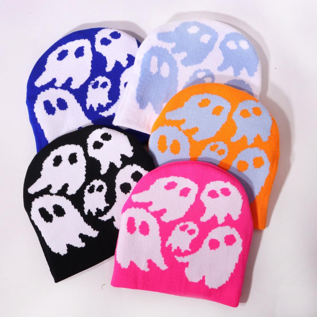 Ghost Pattern Beanie For Autumn Winter Outdoor Activities And Street Fashion