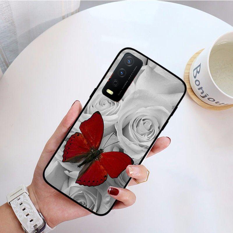 Red Butterfly Roses Flower Phone Cover For Vivo Y31 Y30 Y33S Y11S Y12S Y17 Y20 Y20S Y21S Y1S Y53S Y15 Y19 Y91C V23 Cases Coque