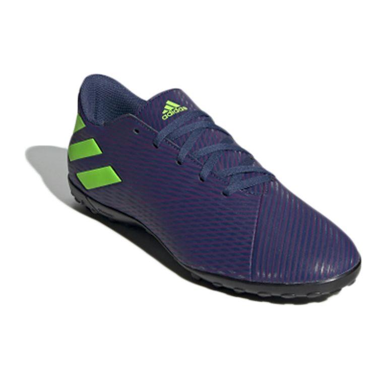 Adidas Messi 19.4 Round Toe Comfortable TF (Rubber Studs) Hard Ground Artificial Grass Soccer Shoes Men Soccer Shoes Purple Green EF1805