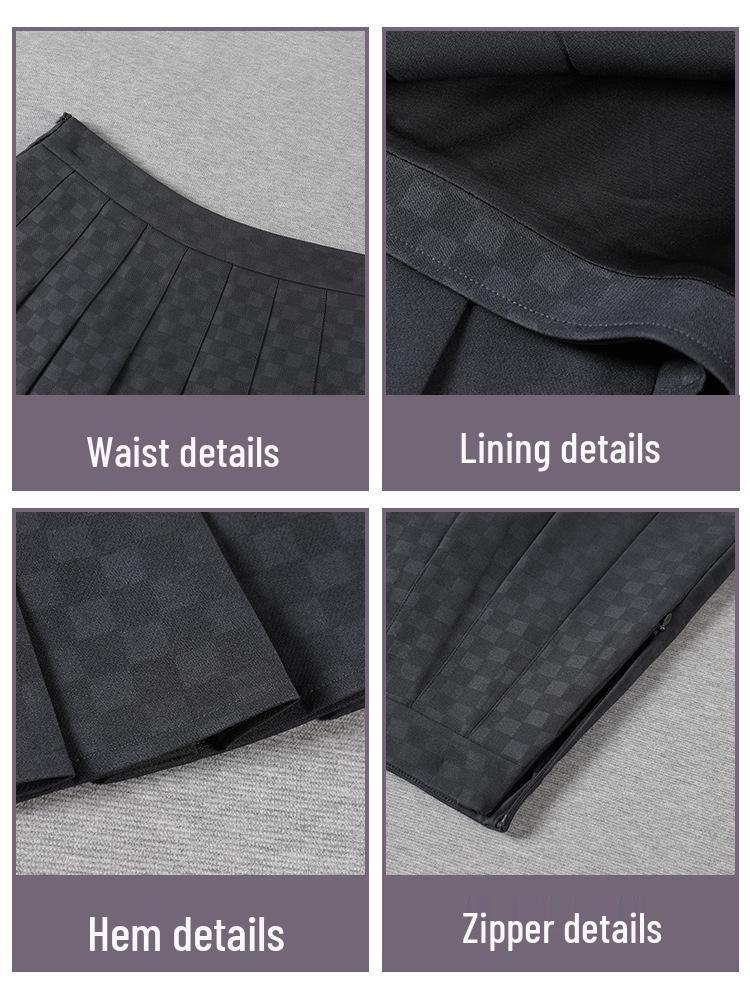 2025 Autumn/Winter Retro High-Waist Plaid Pleated Skirt