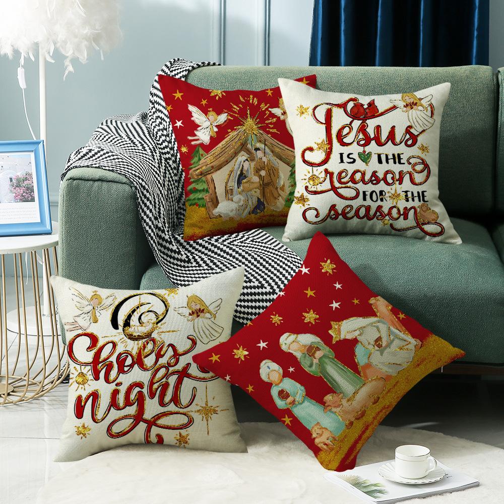 New Jesus Christmas Pillow Cover Home Atmosphere Decoration Sofa Cushion Letter Print Pillow Cushion