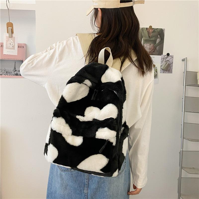 Autumn and winter furry silk scarf backpack casual small fresh make-up bag is now popular women's bag