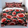 Red Football Pattern Design Bedding Duvet Cover Set  (1*Duvet Cover 2*Pillowcases, without duvet insert)
